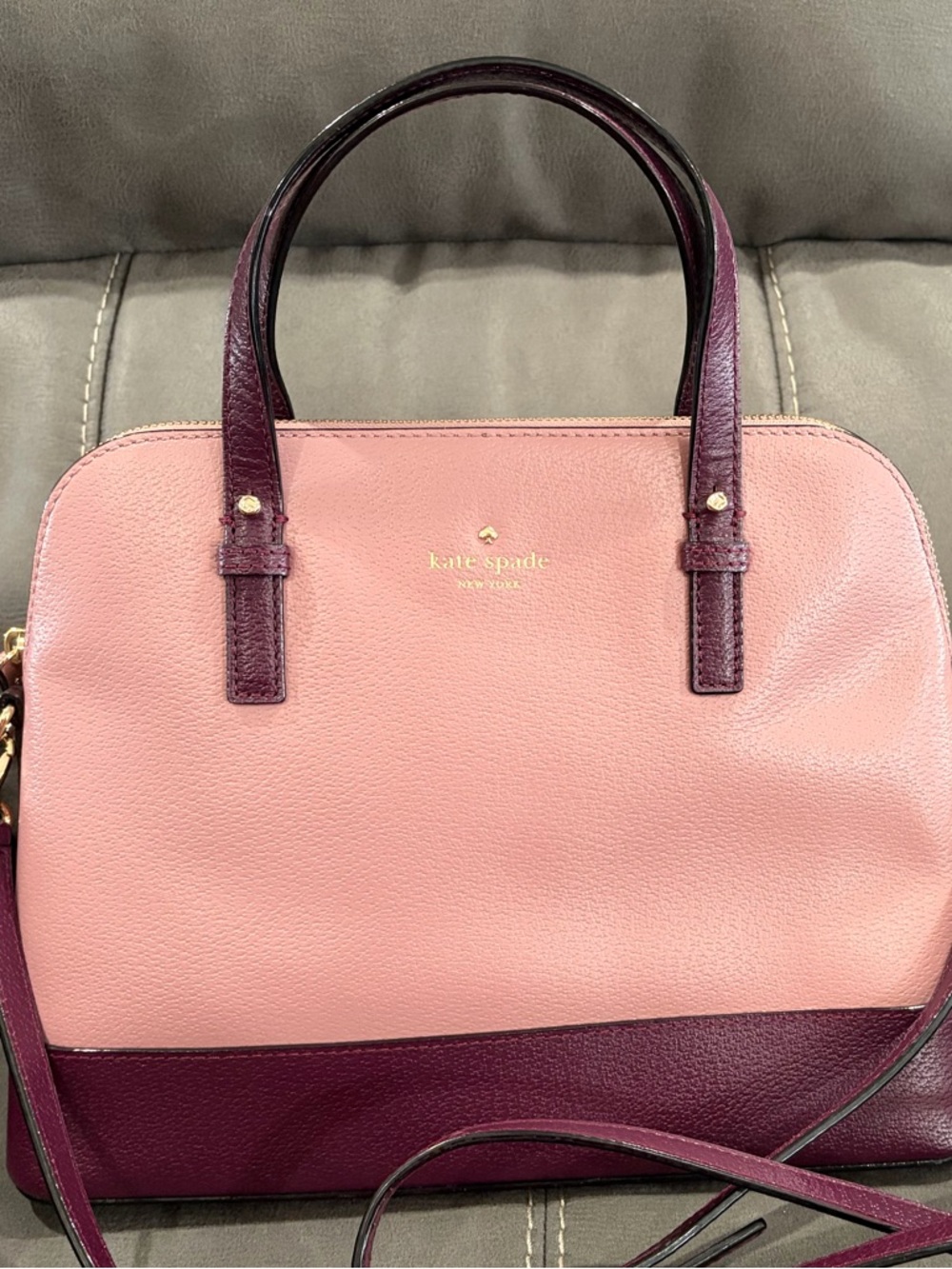 Kate Spade Pink and Burgundy Leather Satchel